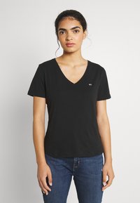Tommy Jeans SLIM SOFT V NECK TEE 2 PACK - Basic T-shirt - black/white
