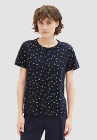 TOM TAILOR 2ER-SET RUNDHALS KURZARM - T-Shirt print - dunkelblau hellblau