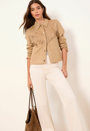 REGULAR FIT - Imitatieleren jas - sand