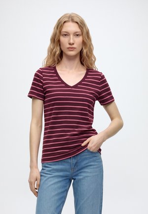 GAP, Тениска с щампа - burgundy pink stripe