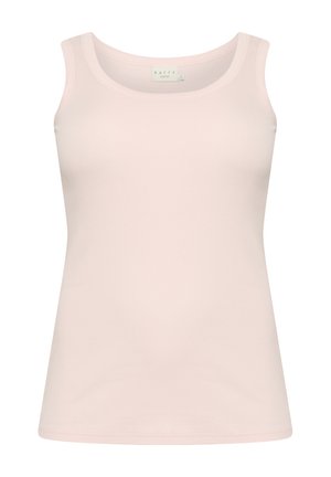 Světle růžový tílko z žebrované látky s kulatým výstřihem a bez rukávů. Jednoduchý design s slim fit a rovním lemem.