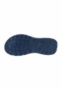 Suela de zapato de goma en color navy que presenta patrones de agarre texturizados y un diseño contorneado, adecuado para proporcionar tracción y comodidad.