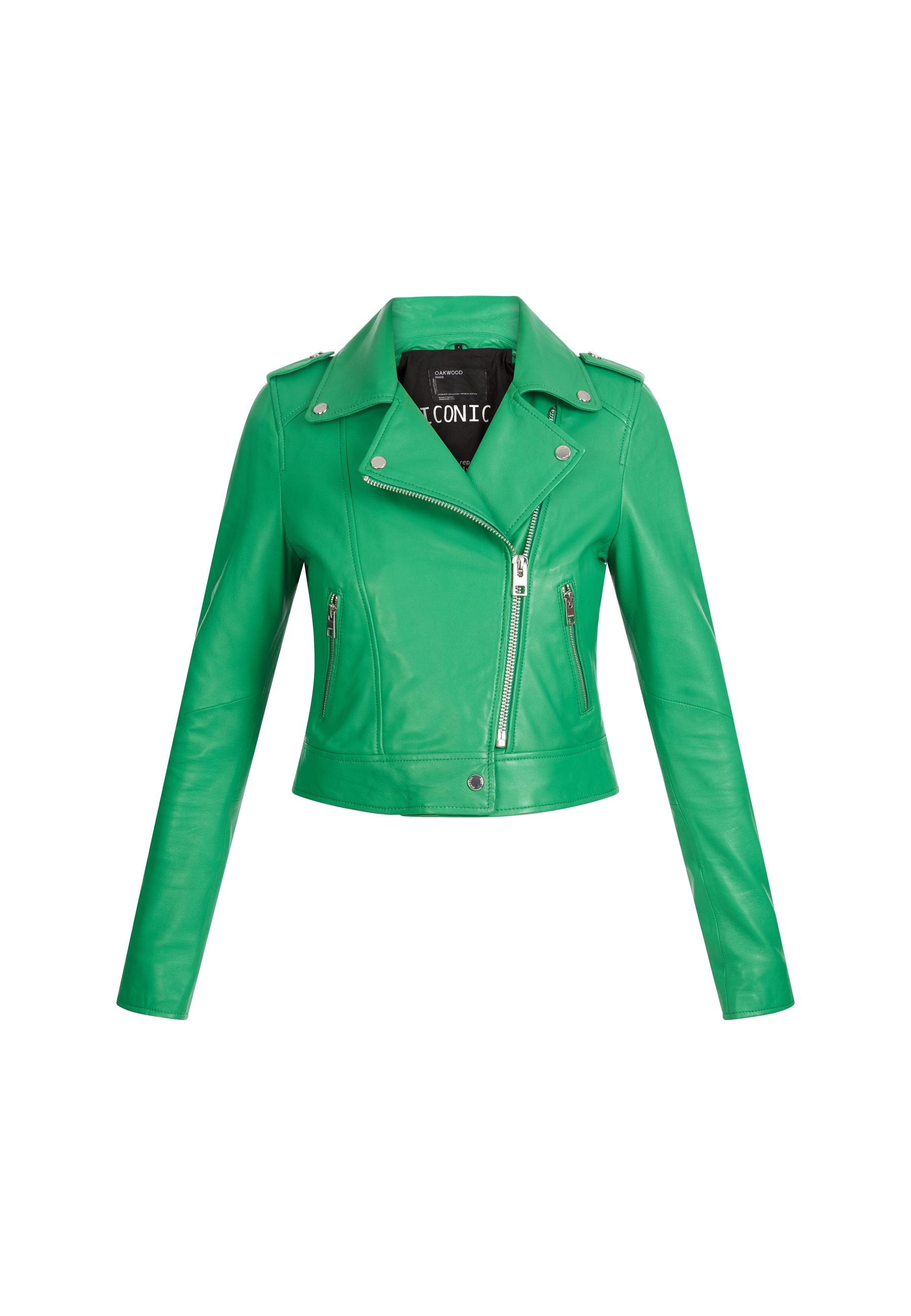 neon green leather jacket