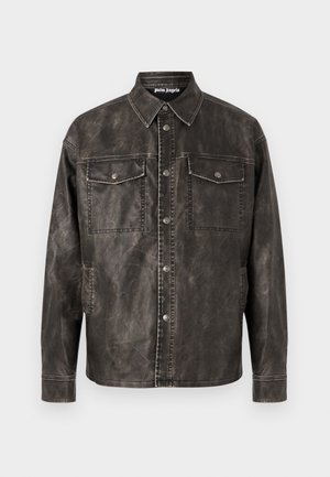 CURVED LOGO - Veste en similicuir - dark grey