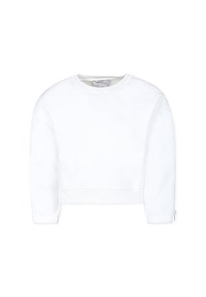 Felpa bianca corta in morbido cotone. Presenta maniche lunghe con polsini a costine e un classico design a girocollo.