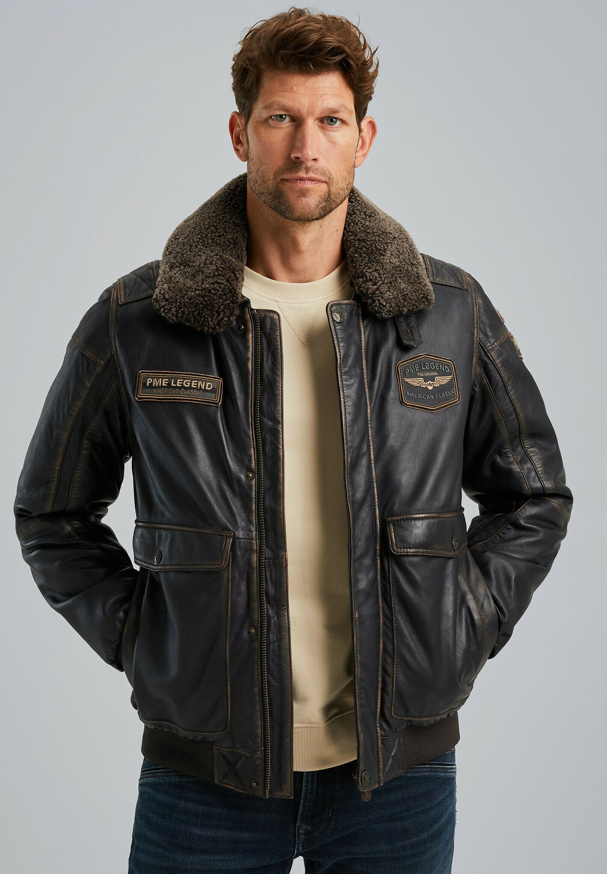 Lederjacke Legend Jacke Jacket Kapuze Red Bridge Herren Lederjacke