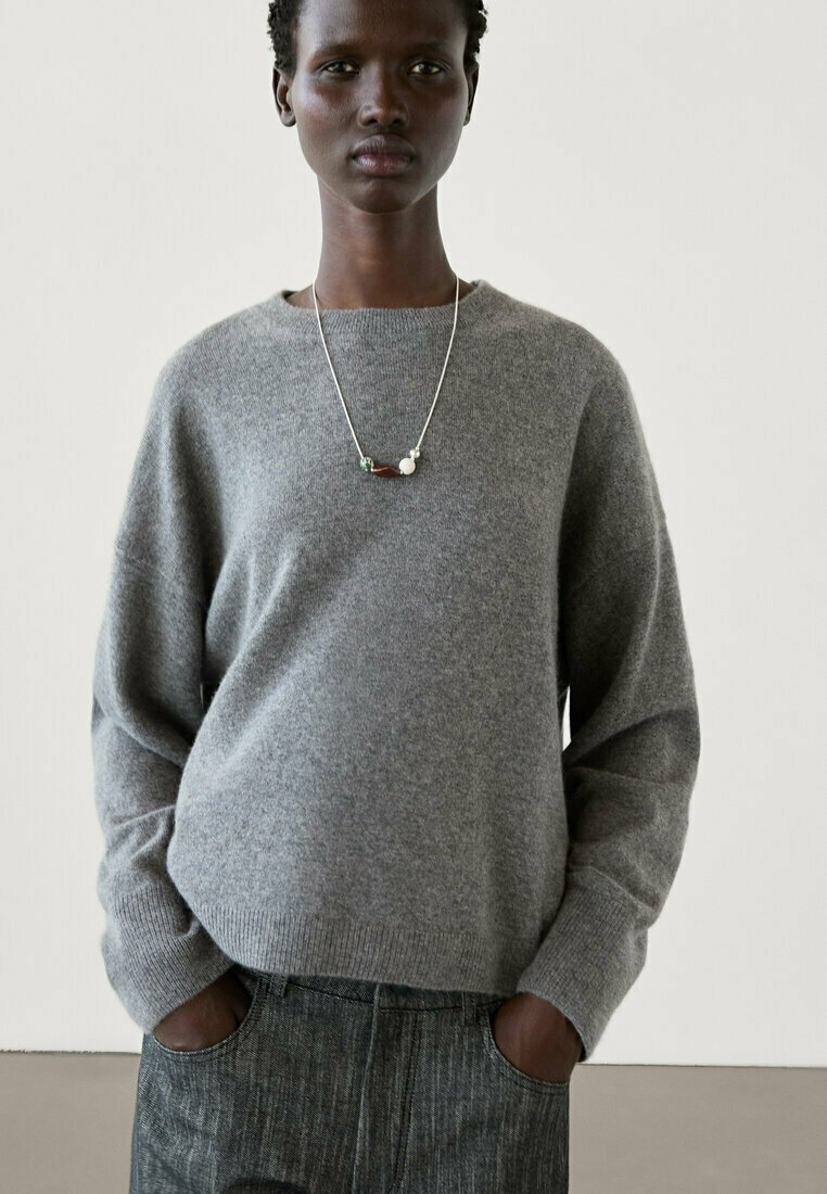 Massimo Dutti ROUND-NECK - Strickpullover - light grey/hellgrau 