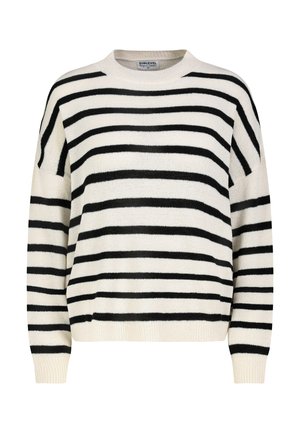 GESTREIFT - Strickpullover - black