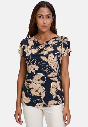 Betty Barclay MIT WASSERFALLAUSSCHNITT - Print T-shirt - dark blue beige