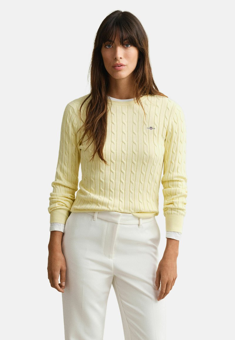 GANT STRETCH CABLE C-NECK - Svetr - vanilla yellow