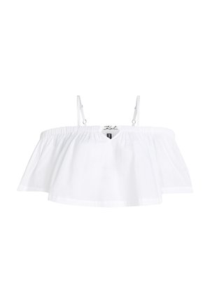 KARL LAGERFELD, OFF-SHOULDER CROPPED SHEER BEACH - Accessoire de plage - white