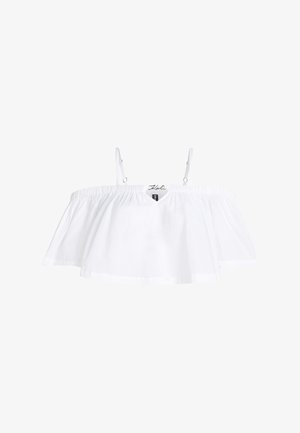 KARL LAGERFELD, OFF-SHOULDER CROPPED SHEER BEACH - Accessoire de plage - white