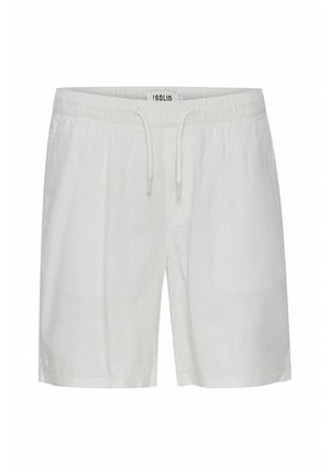 Hvide casual shorts med elastisk talje og snøre, lavet af let stof, med sidelommer og en afslappet pasform.