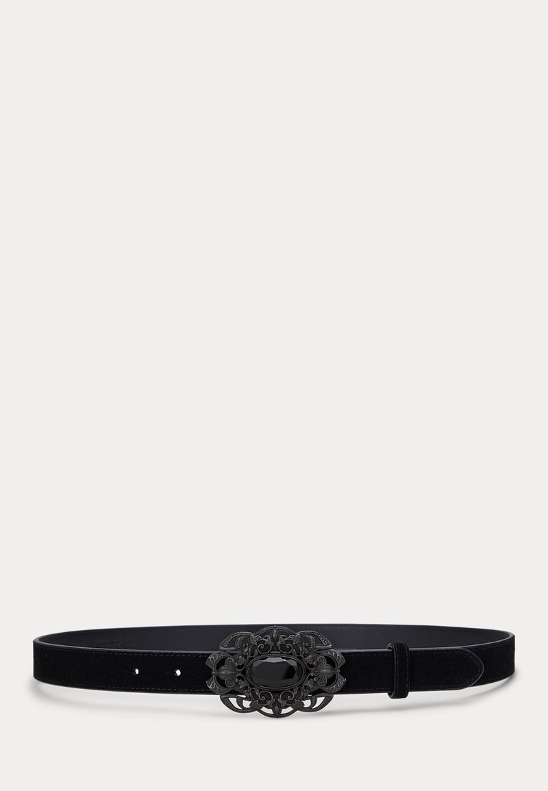 Lauren Ralph Lauren STONE BUCKLE SUEDE SKINNY BELT - Ζώνη - black