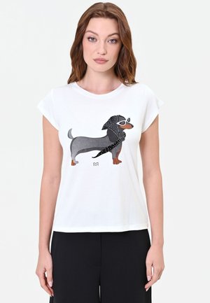 Rinascimento, T-SHIRT TINTA UNITA - T-shirt con stampa - white cream