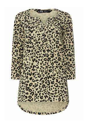 Blouse met luipaardprint, ronde halslijn, driekwartmouwen, knoopsluiting en een gebogen zoom. Gemaakt van zachte, lichte stof.