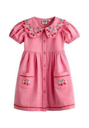 REGULAR FIT - COLLARED BUTTON THROUGH  - Ingruha - pink cherry embroidered