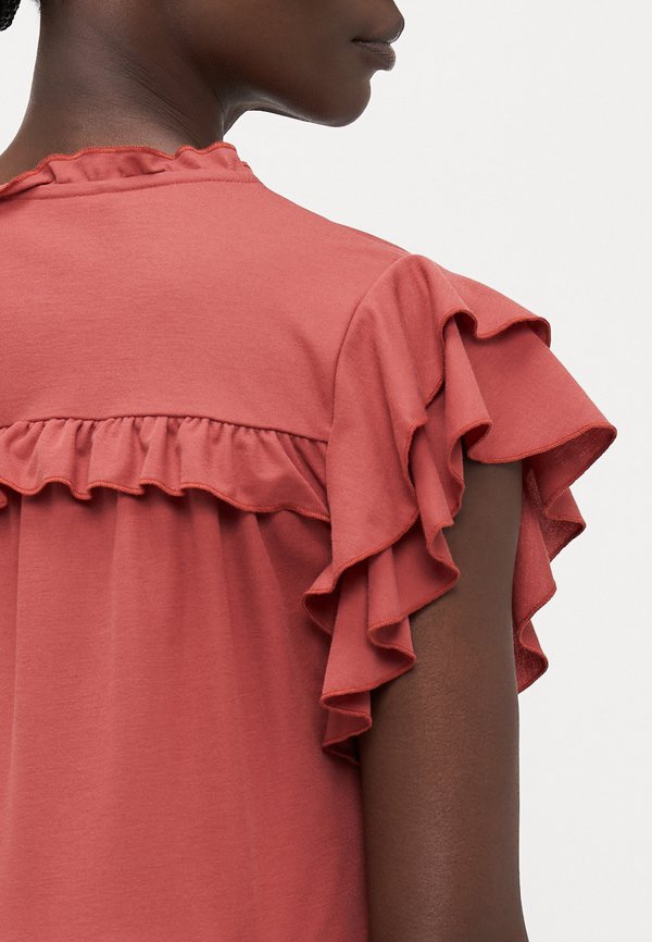 VMANINA SHORT FRILL DRESS - Jersey dress - marsala2