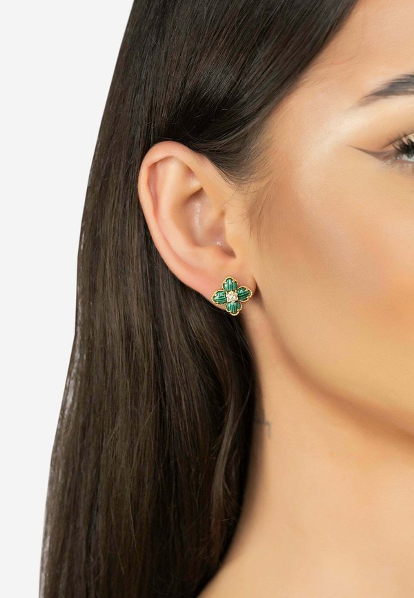 FLOWER CLOVER MALACHITE STUD - Earrings
