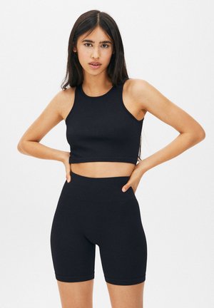 WITH A WIDE WAISTBAND - Shorts - mottled black