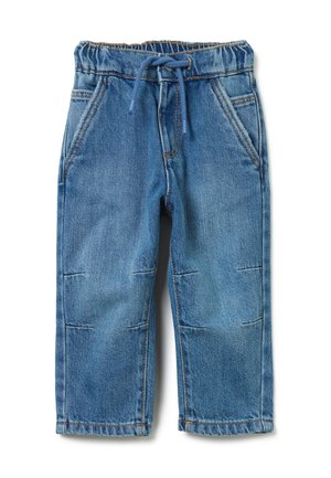 Jeans in Hellblau, mit einem elastischen Bund und Kordelzug, zwei Vordertaschen und einer Nähte-Details an den Beinen.