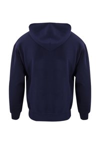 Sudadera azul marino con una capucha grande, mangas largas y puños y dobladillo de canalé. Fabricada con un material suave de textura lisa.