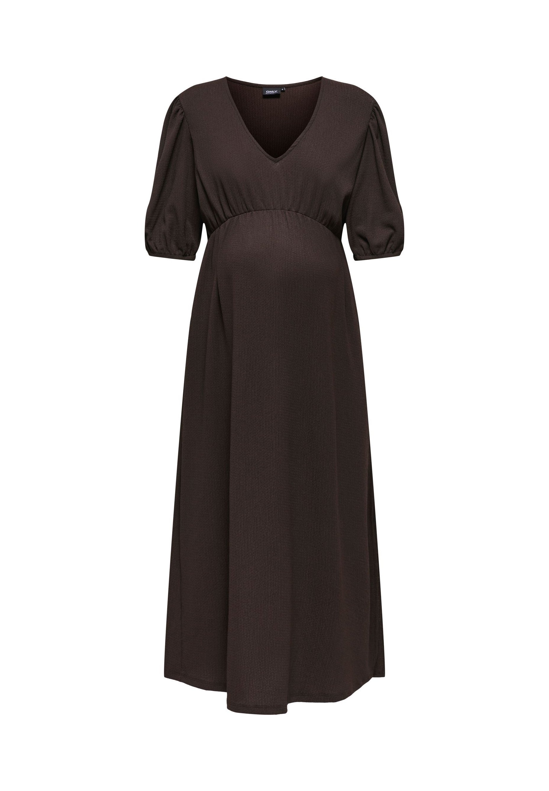 dark brown maternity dress Dark Brown Floral Smocked Sleeve Tie Maternity Midi Dress – PinkBlush