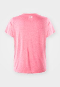 Short-sleeve, round-neck shirt in heathered light pink fabric. Features subtle branding at the back and a relaxed fit.