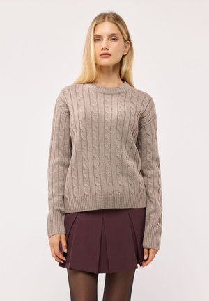 Terranova, MAGLIA A TRECCE GIROCOLLO - Maglione - beige melange