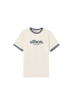 Silbon, CAMISETA GOOD HABITS CREMA AZUL MARINO - Camiseta estampada - azul marino