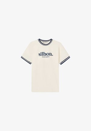 Silbon, CAMISETA GOOD HABITS CREMA AZUL MARINO - Camiseta estampada - azul marino