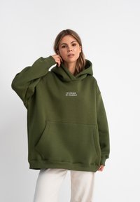 MIRONS EMBROIDERY - Felpa con cappuccio - khaki