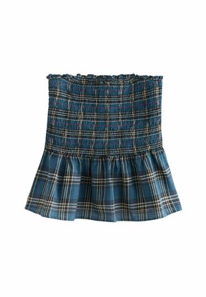 REGULAR FIT-SHIRRED PEPLUM BANDEAU BOOBTUBE - Bluse - blue check