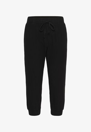 Schwarze Jogginghosen aus weicher Baumwollmischung mit elastischem Bund und Kordelzug, schlank zulaufendem Bein und gerippten Bündchen.