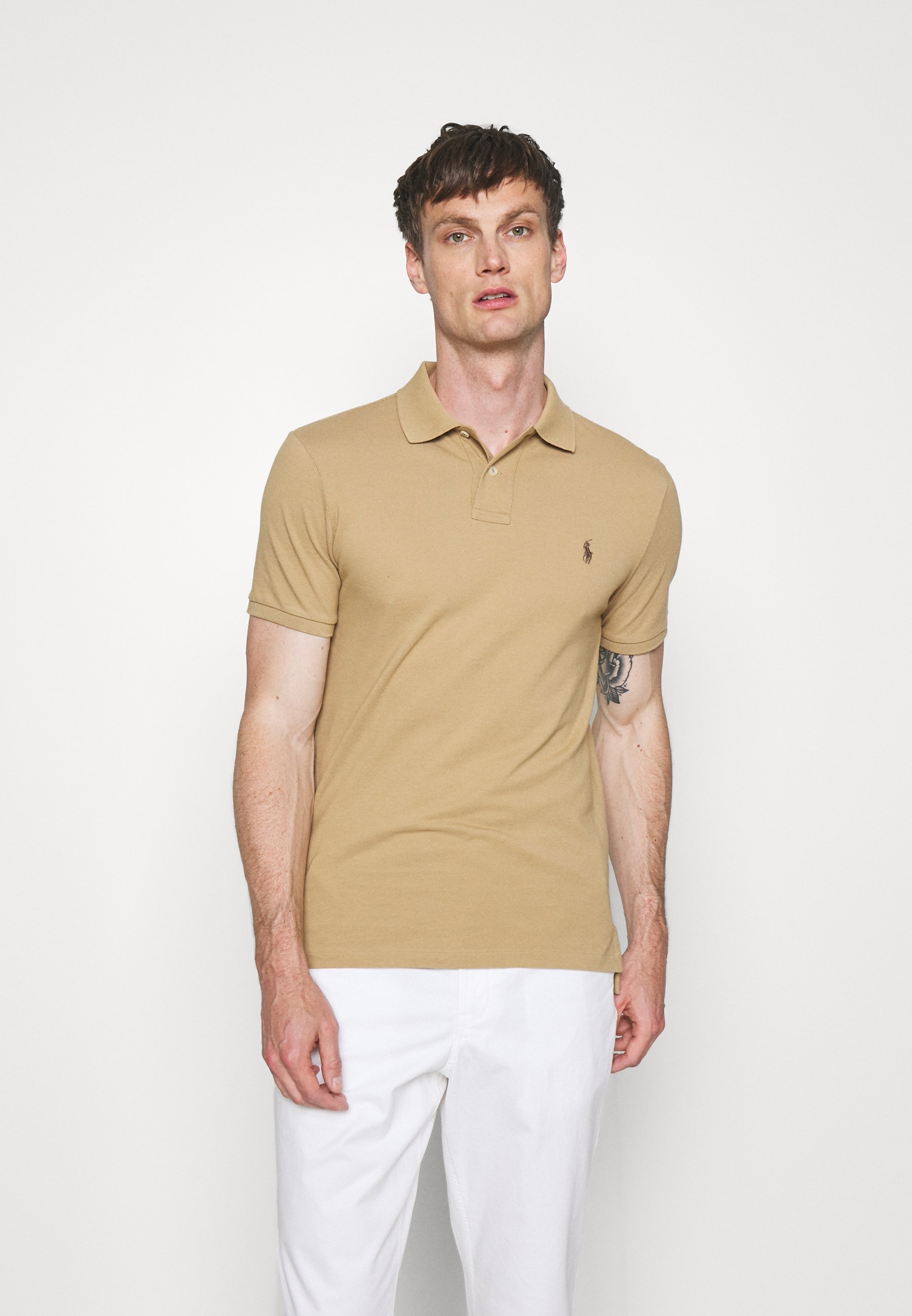 Polo Ralph Lauren CUSTOM SLIM FIT MESH POLO SHIRT - Polo shirt - luxury  tan/beige 