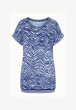 MIAMODA, OVERSIZED CREW NECK ZEBRA PRINT T-SHIRT - Print T-shirt - dark blue