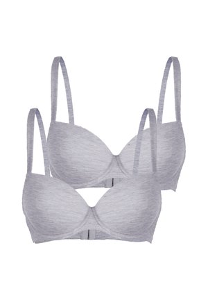 Two light gray padded bras with thin adjustable shoulder straps, displayed against a white background.