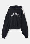 CURVED LOGO TRACK CROP HOODY - Džemperis su gobtuvu - black