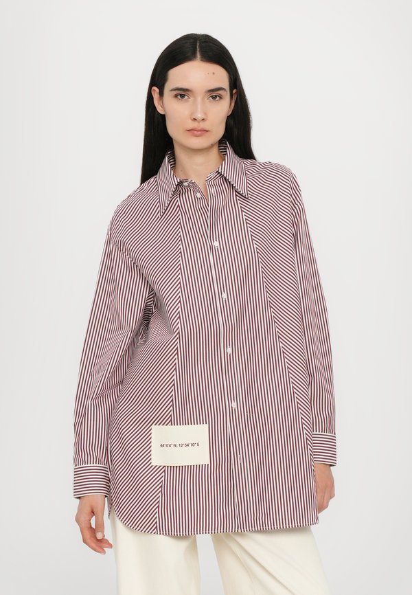 RIMINI - Button-down blouse - bordeaux klein streift2