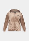 TWO TONE RHINESTONE LOGO FULL ZIP HOODIE - Mikina so zipsom - taupe