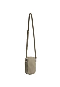 Borsa a tracolla verde oliva realizzata in ecopelle testurizzata, forma rettangolare, con tracolla regolabile, chiusura con zip e ferramenta in argento.