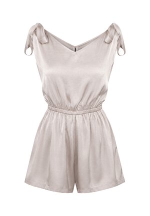 REGINA FASHION, REGINA FASHION TIE-SHOULDER V-NECK PLAYSUIT (SOFT SHEEN) - Jumpsuit - beige