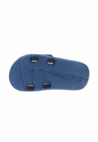 Sole in gomma blu con presa testurizzata, dotata di punte nere per la trazione. La linea centrale e i dettagli del motivo migliorano il design funzionale.