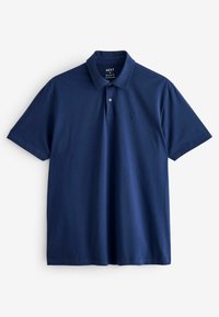 Navyblaues Poloshirt aus glattem Baumwollstoff. Verfügt über einen klassischen Kragen, eine Knopfleiste mit zwei Knöpfen und ein kleines gesticktes Logo auf der Brust.