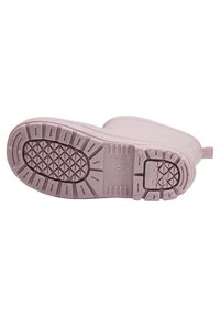 Semelle en caoutchouc rose avec un motif de grip texturé et deux accents circulaires. Comprend un marquage de taille "30" et un talon arrondi.