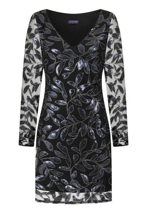 Cocktailjurk - black sequin leaf