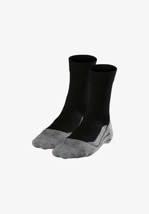 Black ankle socks with a grey reinforced toe and heel. Made from a soft material with ribbed cuffs for a snug fit.