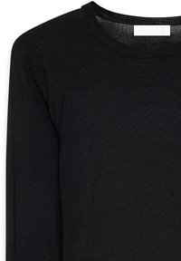 Black long-sleeve top made of fine textured fabric, featuring a round neckline and a subtle NA-KD label at the collar.