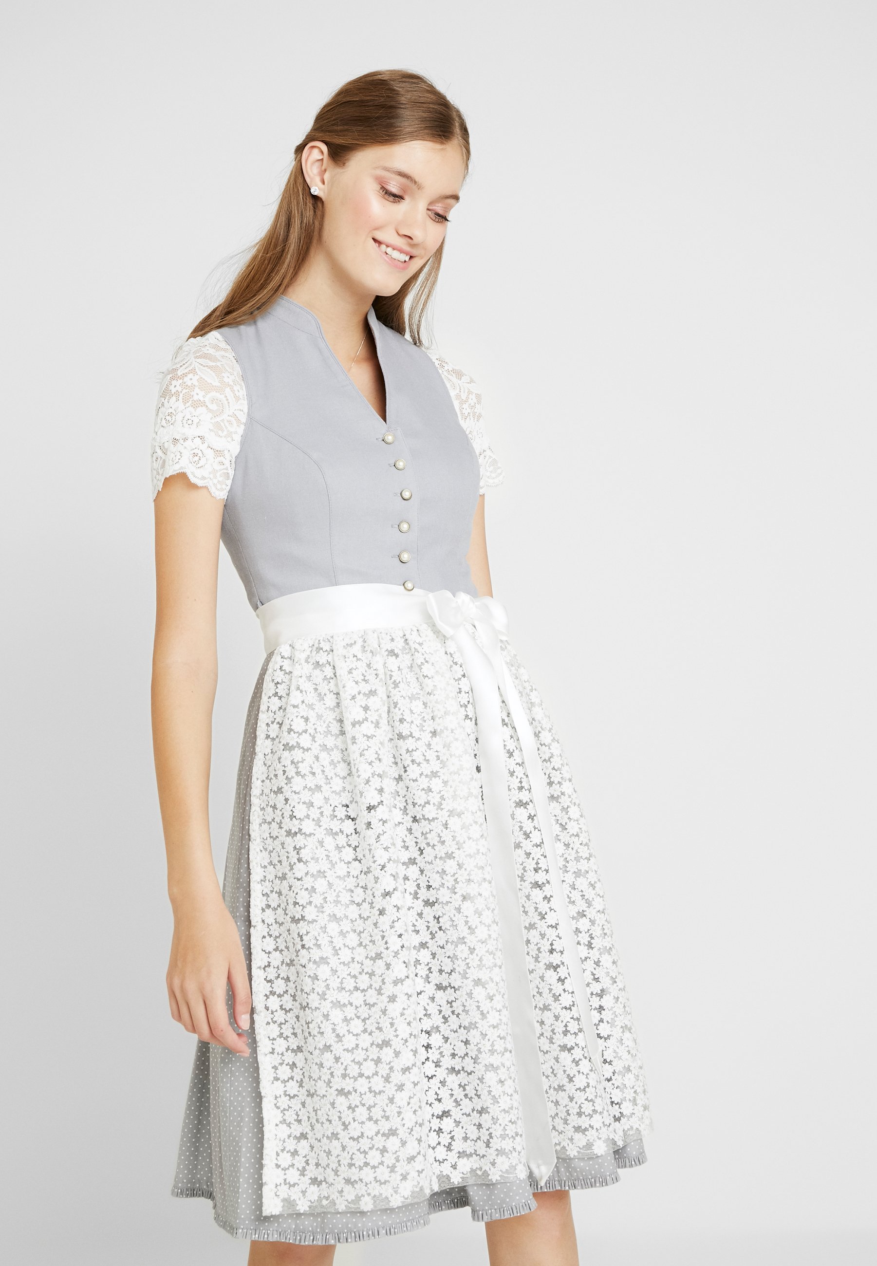 Alpenfee XARA Dirndl grau ADIDAS ORIGINALS Set 'SUPERSTAR SUIT' Mädchen, Tanne Weiß