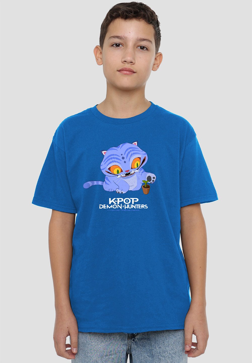 KPop Demon Hunters Chibi Derpy Tiger And Plant Womens Oversized T